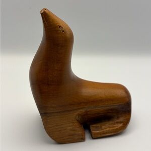 Vintage Oregon Myrtlewood Seal Sculpture | Hand-Carved Mid-Century